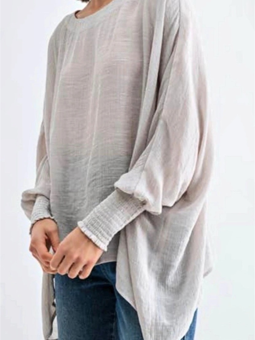 Nomad Boat Neck Rayon Oversized Tunic in Grey Size S/M